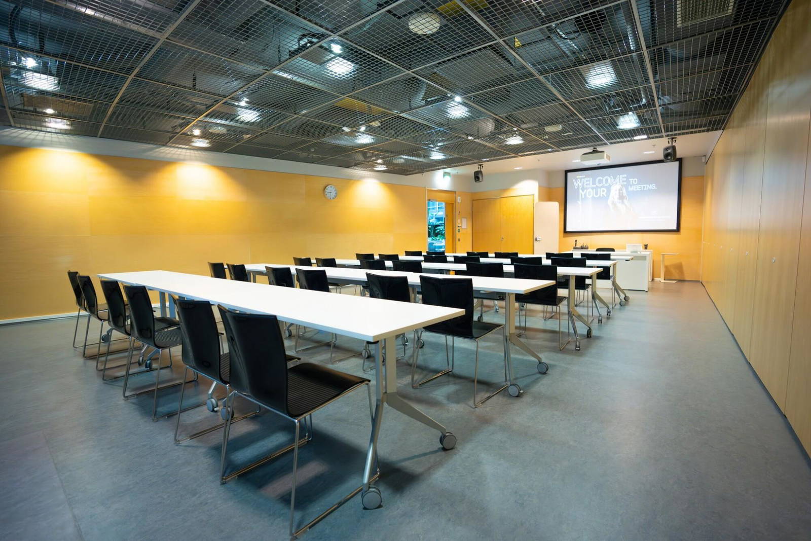 Seminar room located next to Aalto University along the Kehä I ring road, offering excellent traffic connections to all directions. It is possible to arrange the tables to a classroom (for 30 persons), diplomat or U-table (for 20 persons) mode or to set chair rows without tables (for 80 persons).